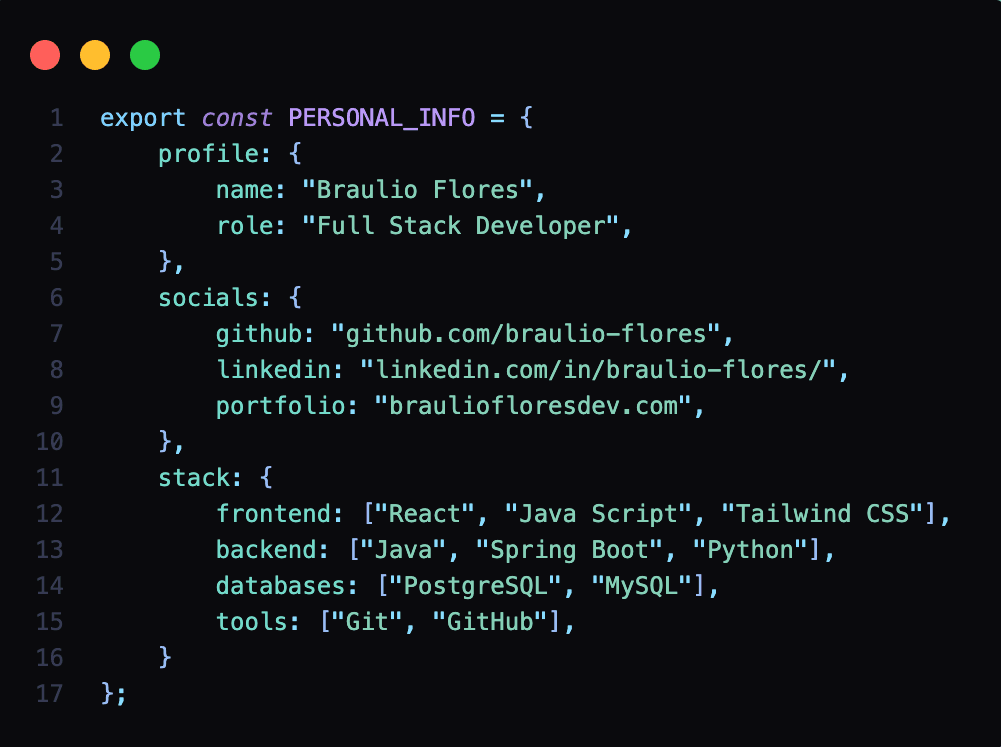 Braulio Flores JSON beauty personal Information